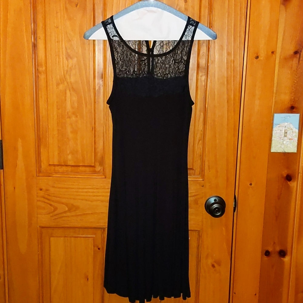 Comfy black dress with lace top